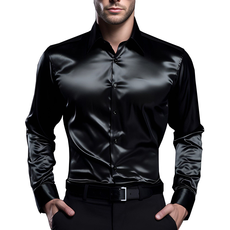 Men's Satin Luxury Dress Shirt - Mens Satin Silk Dress Shirt ulasan dan harga