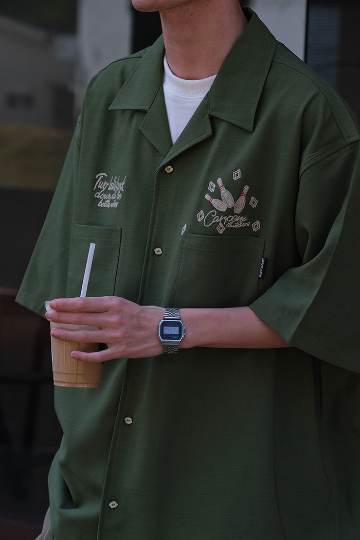 Bowling Embroidery Green Tooli - Short Sleeve Bowling Shirt Retro ulasan dan harga