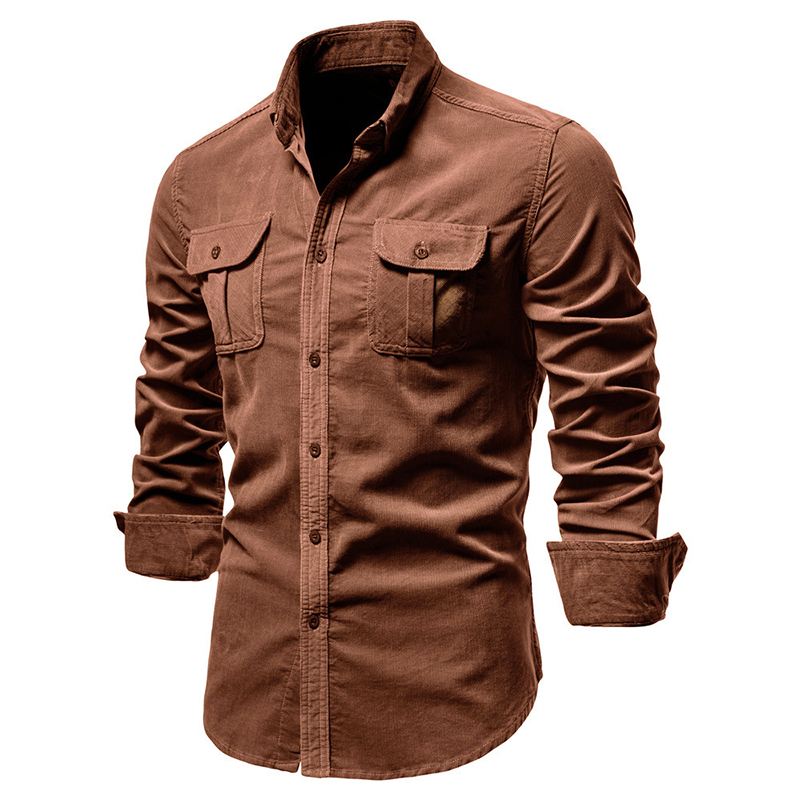 Vintage Solid Color Corduroy S - Corduroy Button Up Shirt Men ulasan dan harga