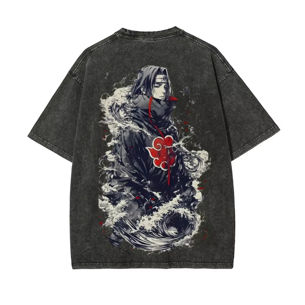 NEW Naruto Itachi Uchiha T Shi - Acid Wash Vintage Graphic T Shirt ulasan dan harga