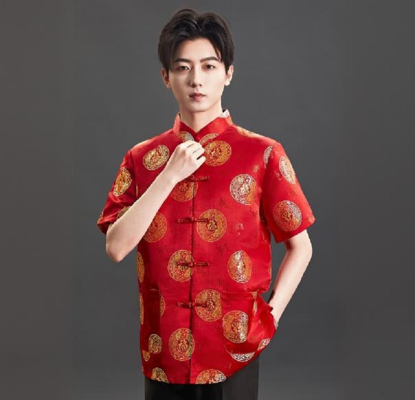 New Chinese Style Embroidery S - Mens Satin Silk Dress Shirt ulasan dan harga