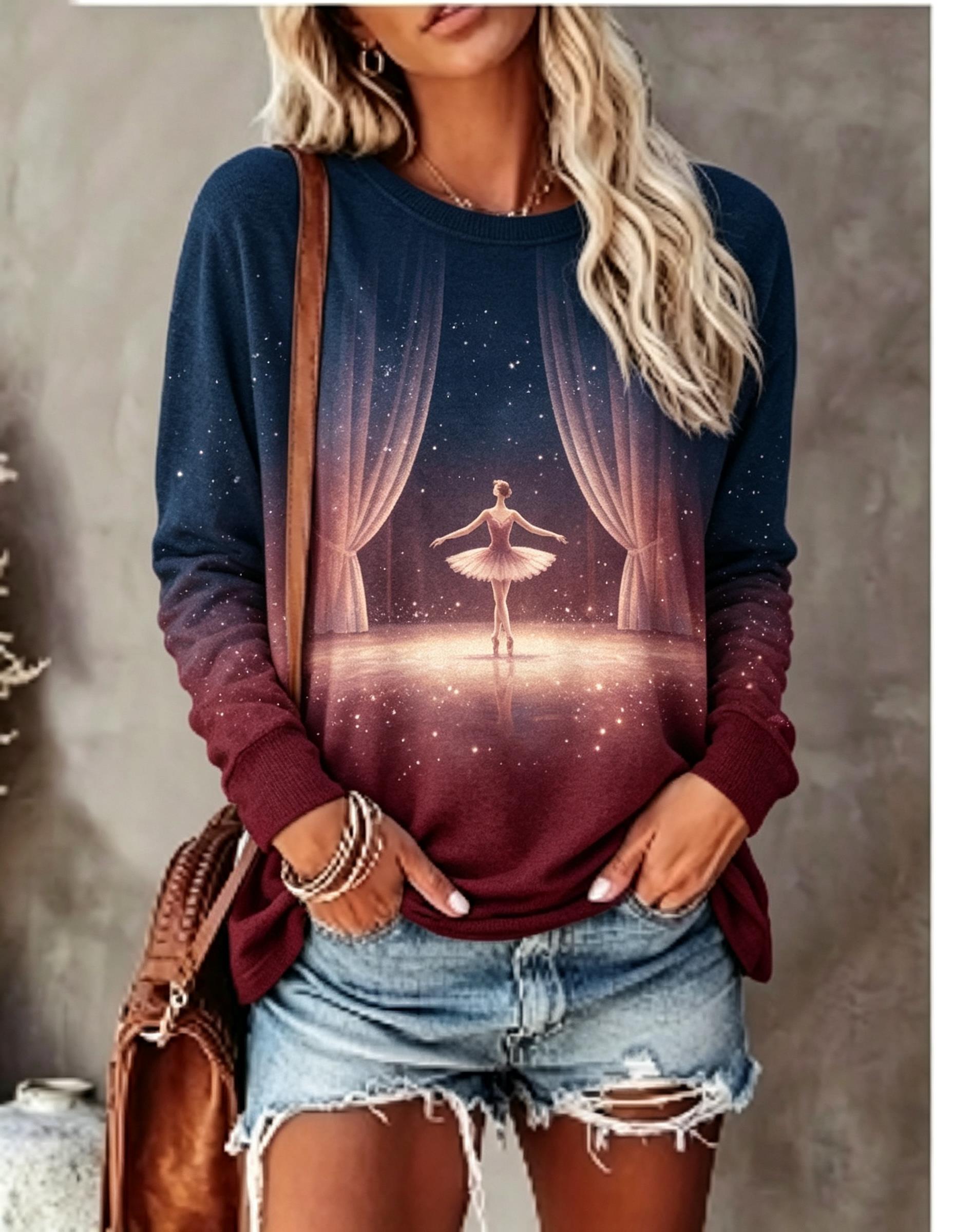 Women Long Sleeve T‑Shirt Ball - T-Shirts ulasan dan harga
