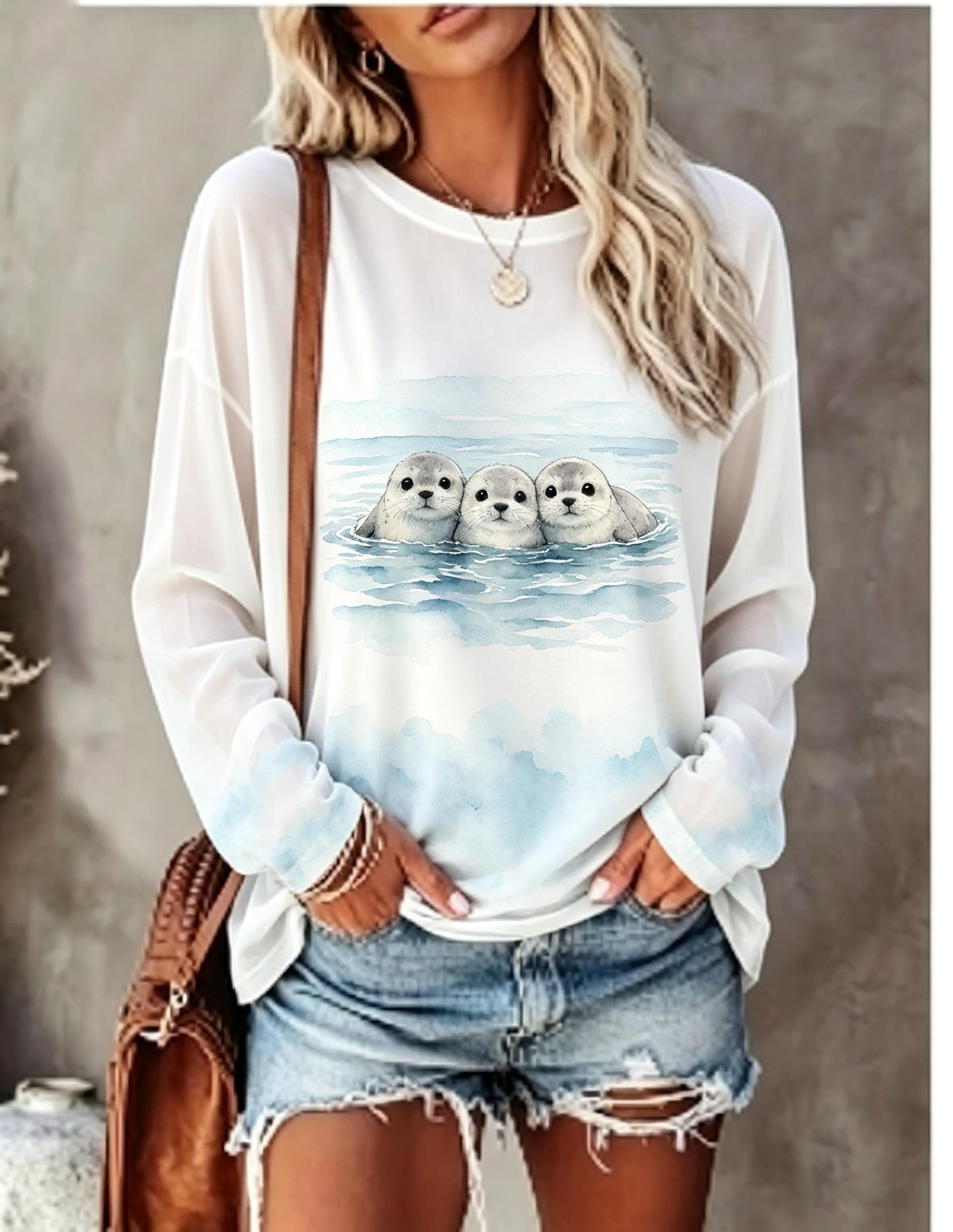 Women Long Sleeve T Shirt Cute - T-Shirts ulasan dan harga